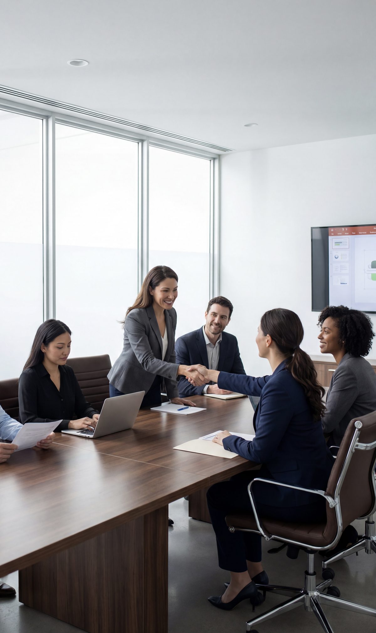 Business team shaking hands in a meeting